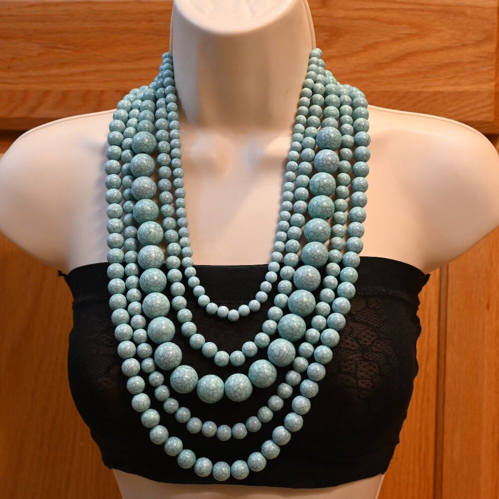 torrid Multi-Strand Aqua Beaded Statement Necklace